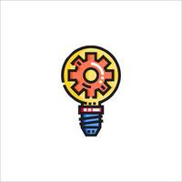 A light bulb with gears inside it vector