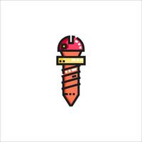 A red and orange screw with a red cap vector