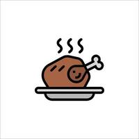A turkey on a plate with a bone on it vector