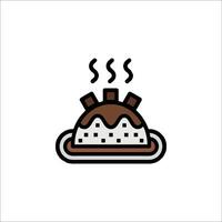 A brown and white pie icon on a plate vector