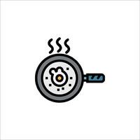A frying pan with a hot egg in it vector