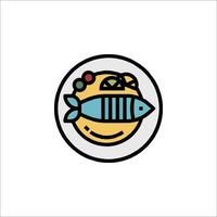 A fish and a plate with a slice of bread vector