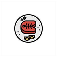 A fish and lemon icon in a circle vector