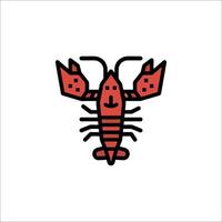 A lobster icon in a simple line style vector
