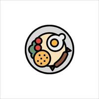 A plate with food and an egg on it vector