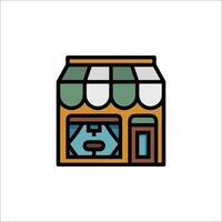 A store front with a window and a door vector