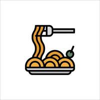 A pasta dish with a fork and spoon on it vector
