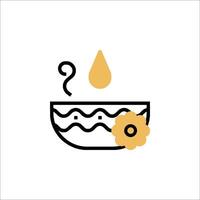 A bowl with a drop of oil and a flower vector