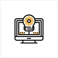 A computer monitor with a light bulb on it vector