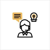 A person with a phone and a light bulb icon vector