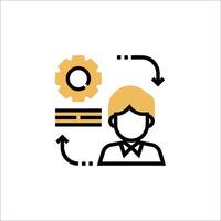 A person with a gear and a clock icon vector
