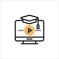 A computer with a graduation cap on it vector