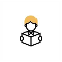 A man reading a book icon vector