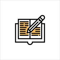 A book and pen icon on a white background vector