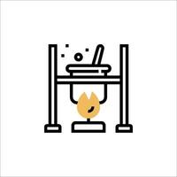 A black and white icon of a stove with a pot on it vector