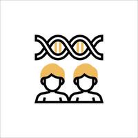 Two people are standing in front of a dna symbol vector