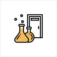 A laboratory with a door and a flask vector