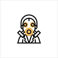 A man wearing a gas mask on his face vector