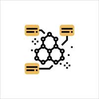 A black and yellow icon of a computer network vector