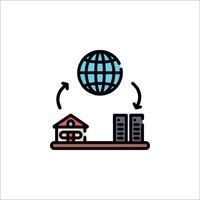 A globe and a house with a globe on top vector