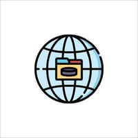 A globe with a folder inside it vector