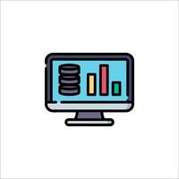 A computer monitor with a bar chart icon vector