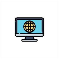 World globe icon on computer monitor vector