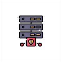 A server with a red and yellow icon vector