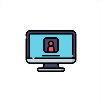 A computer monitor with a person on it vector