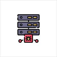 A server with a red and blue icon vector