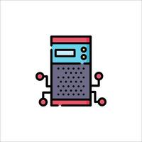 A computer with a red and blue background vector