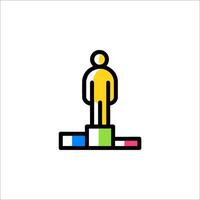 A man standing on a podium with colorful blocks vector