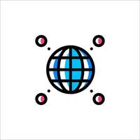 The globe icon is shown in a flat style vector