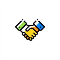 A handshake icon with two hands vector