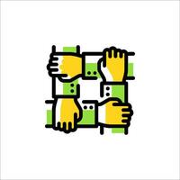 A logo for a company that has two hands holding each other vector