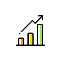 A line icon of a bar chart with an arrow going up vector