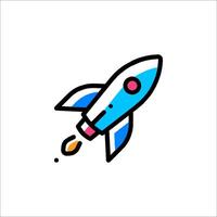 A rocket ship icon in a flat style vector