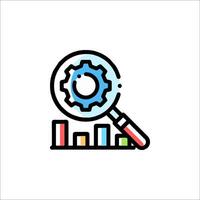 A magnifying glass and a bar graph icon vector
