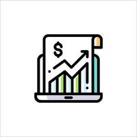 A business icon with a graph and dollar sign vector