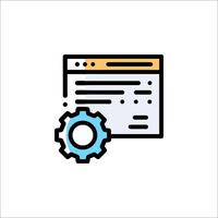 A gearwheel and a computer screen with a gear icon vector