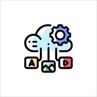 A cloud with gears and other icons vector