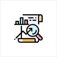 A magnifying glass and a chart icon vector