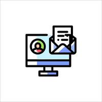 Email icon with a person on a computer vector