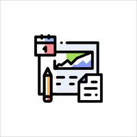 A line icon of a calendar and a pencil vector
