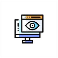 A computer monitor with an eye icon vector