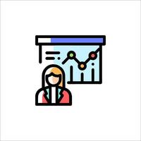 A woman is looking at a chart on a screen vector