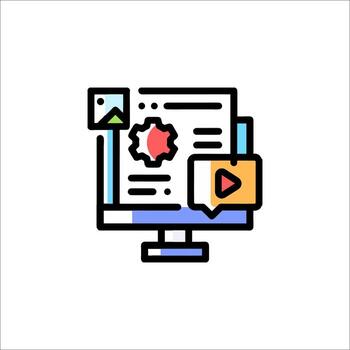 un computadora monitor con un jugando en eso vector