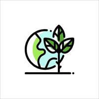 A green plant with a leaf on it and a globe vector