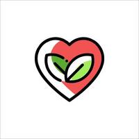 A heart shaped logo with a leaf in it vector