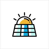 A solar panel with the sun behind it vector